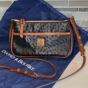 Dooney & Bourke Rare, Black Ostrich crossbody mini purse